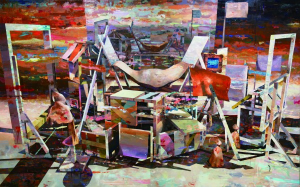 《画布のステージ》 oil on canvas , 1620×260(mm) , 2015